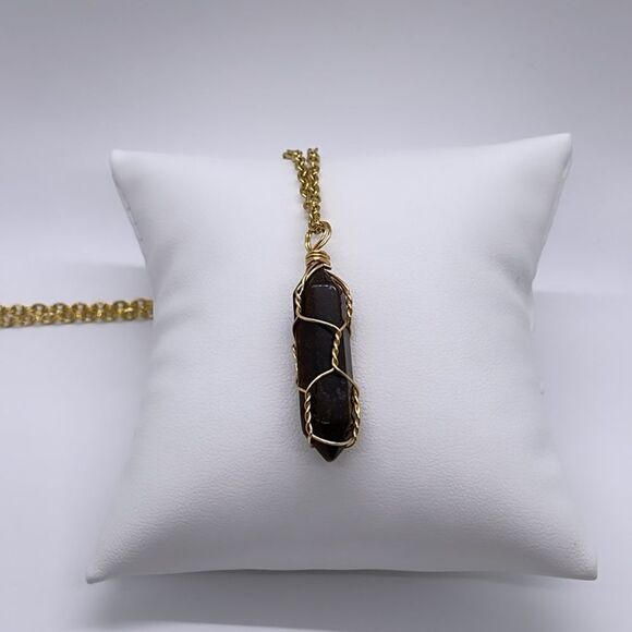 NWT Wool + Pepper Co. Tigers Eye Crystal & Gold Necklace - CONFIDENCE - Picture 4 of 6